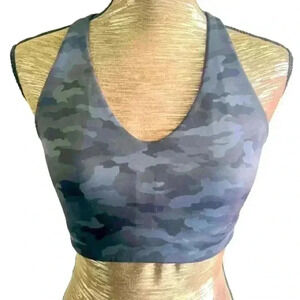 LULULEMON ATHLETICA GREY BLUE ARMY SAFARI SPORTS BRA SIZE  S